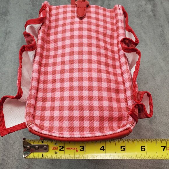 Betsey Johnson Heart LB Ruffle Pink Red Gingham Handbag Crossbody Tote Cottage - Picture 6 of 16